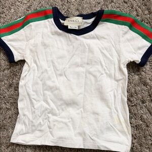 Gucci White Tee with Green and Red Stripes